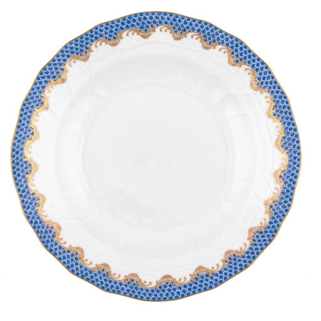 Exquisite Herend Dessert Plate with Fish Scale Pattern