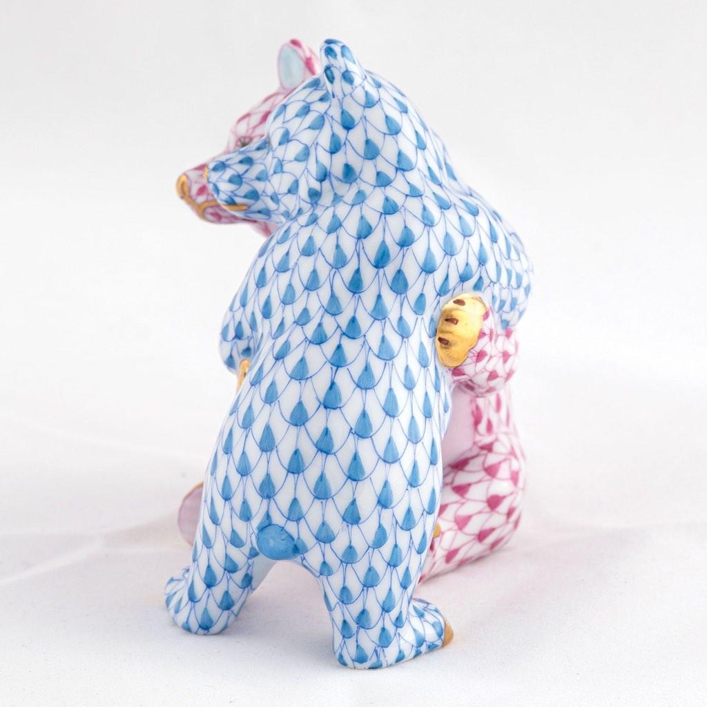 Handmade Hungarian Herend Porcelain Bear Hug Figurine