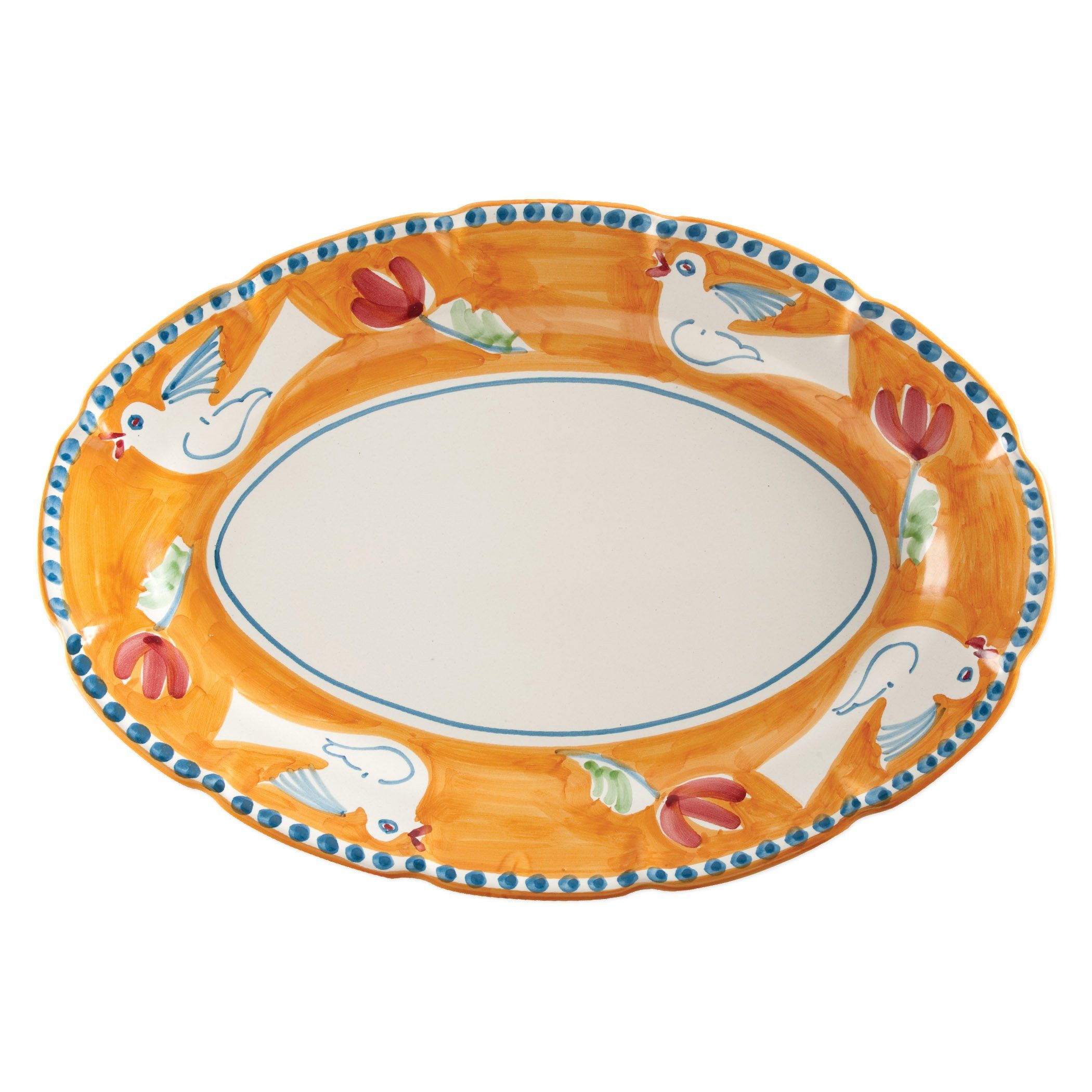 Vietri Campagna Uccello Hand - painted Oval Serving Platter