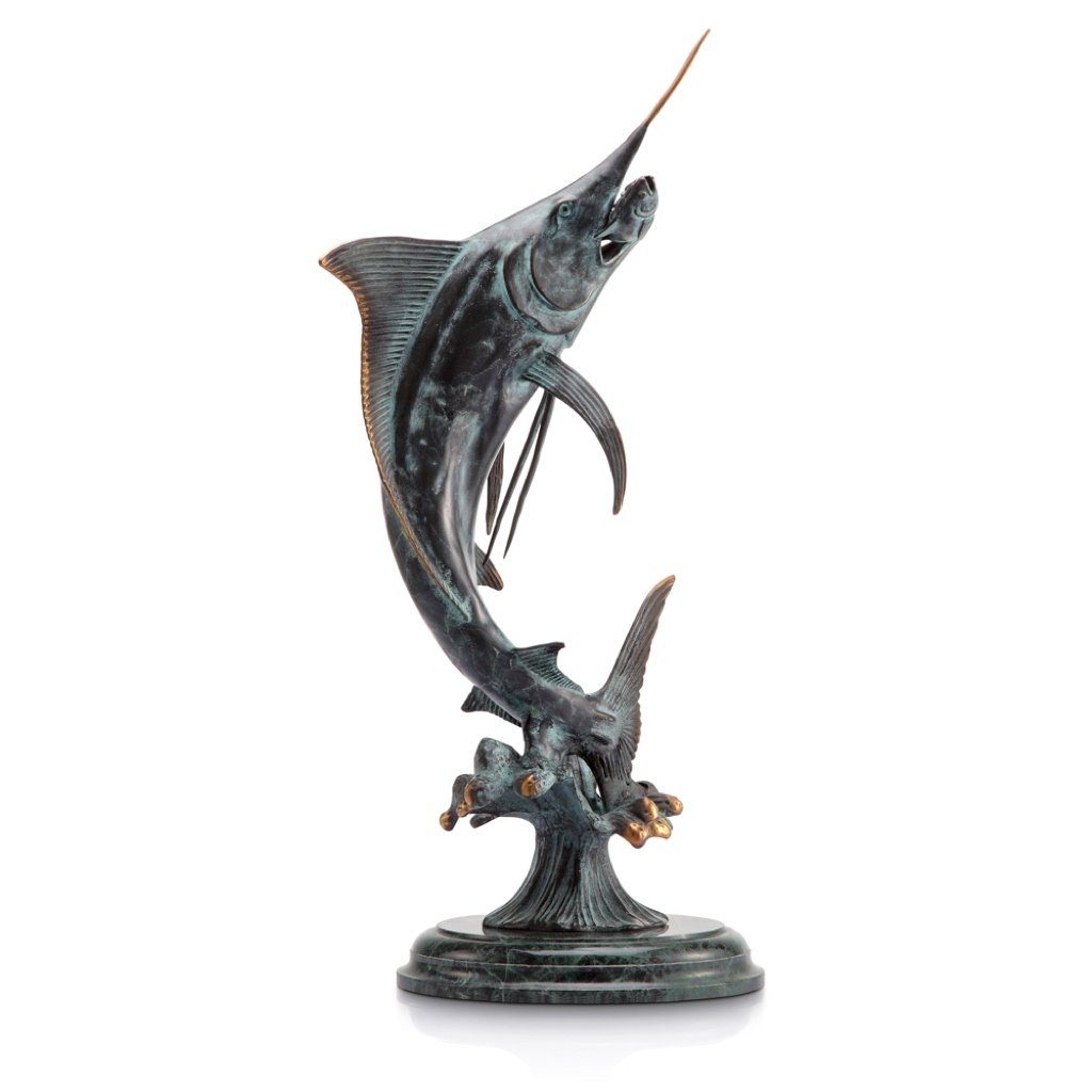 SPI Gallery Handmade Brass Marlin Trophy Sculpture for Anglers