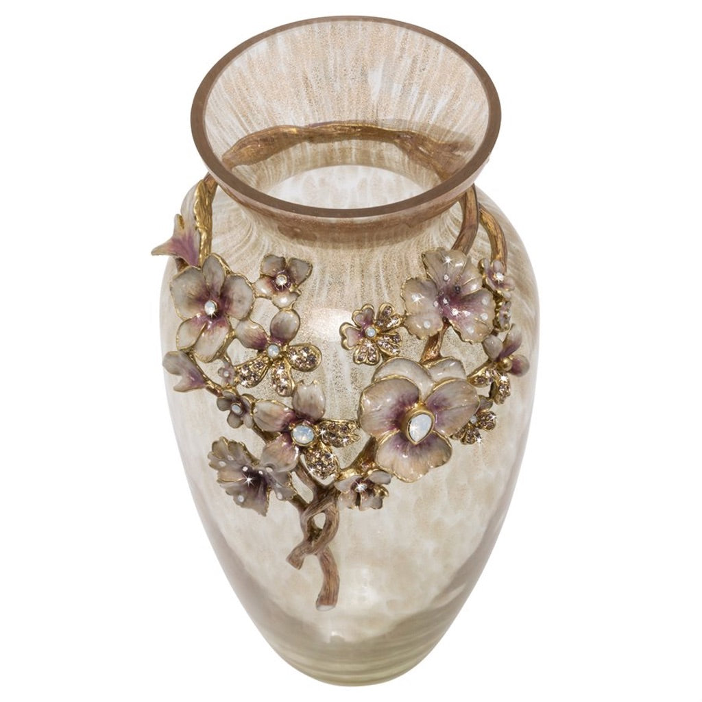 Exquisite Jay Strongwater Gold-Finished Polly Bouquet Glass Vase