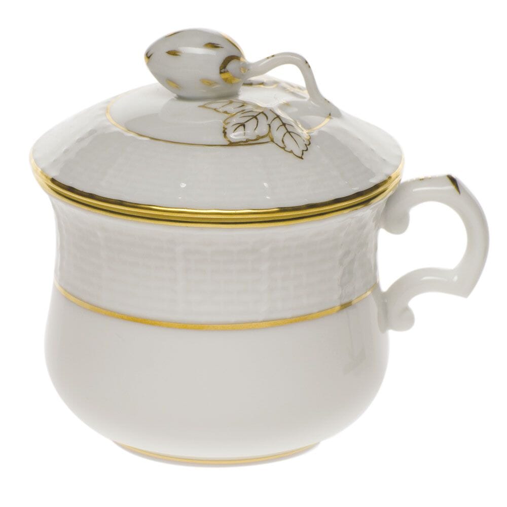 Herend Golden Edge Ceramic Pot De Creme Dish with Berry - A Delicate Dessertware