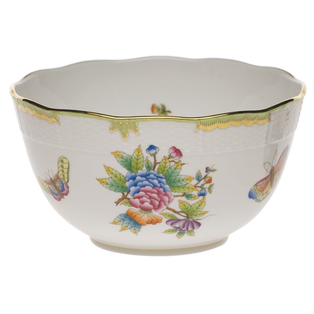 Exquisite Hand - painted Herend Round Bowl Inspired by Queen Victoria's Gardens