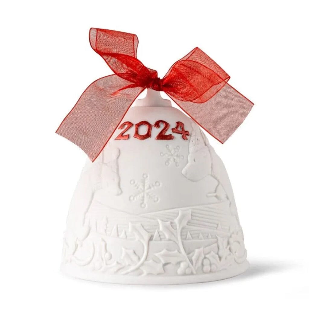 2024 Lladro Hand - crafted Porcelain Christmas Bell Ornament with Re - Deco Red Design