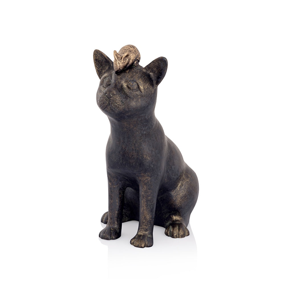 Adorable SPI Aluminum Garden Rivalry Cat & Mouse Sculpture