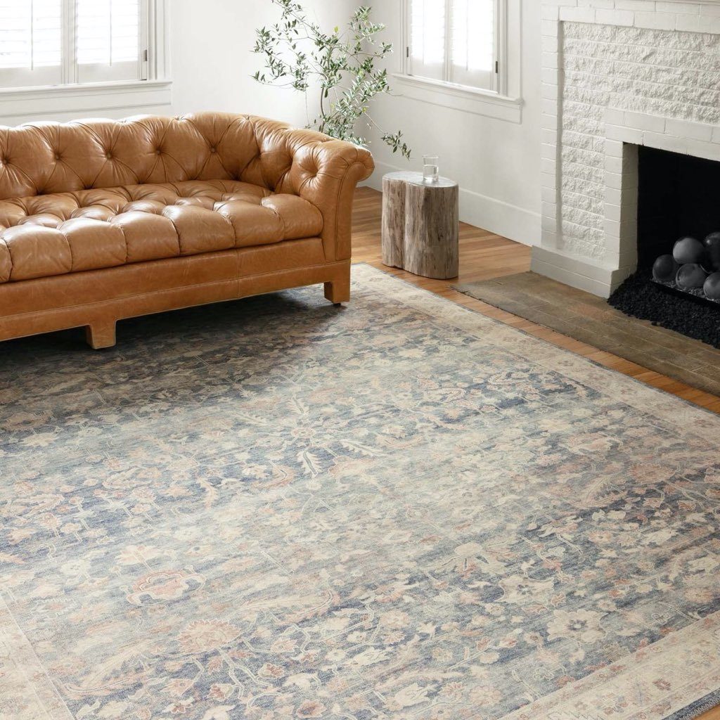 Loloi II Hathaway HTH 02 Distressed Vintage Denim/Multi Polyester Area Rug
