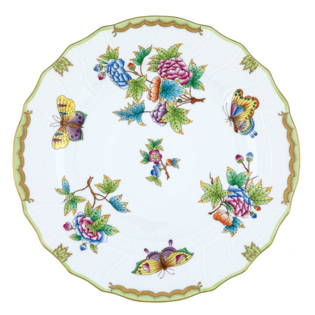 Exquisite Hand - painted Herend Porcelain Queen Victoria Pattern Dinner Plate