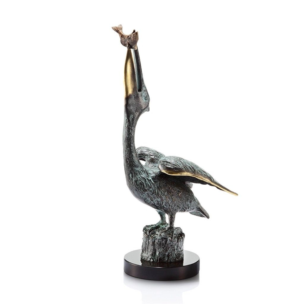 Vintage Style SPI Gallery Pelican Devouring Fish Brass Sculpture