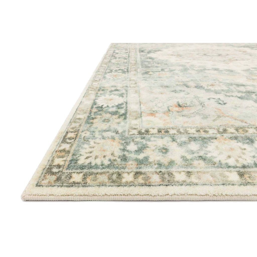 Loloi II Area Rug - Rosette ROS 08 in Teal and Ivory Color Scheme