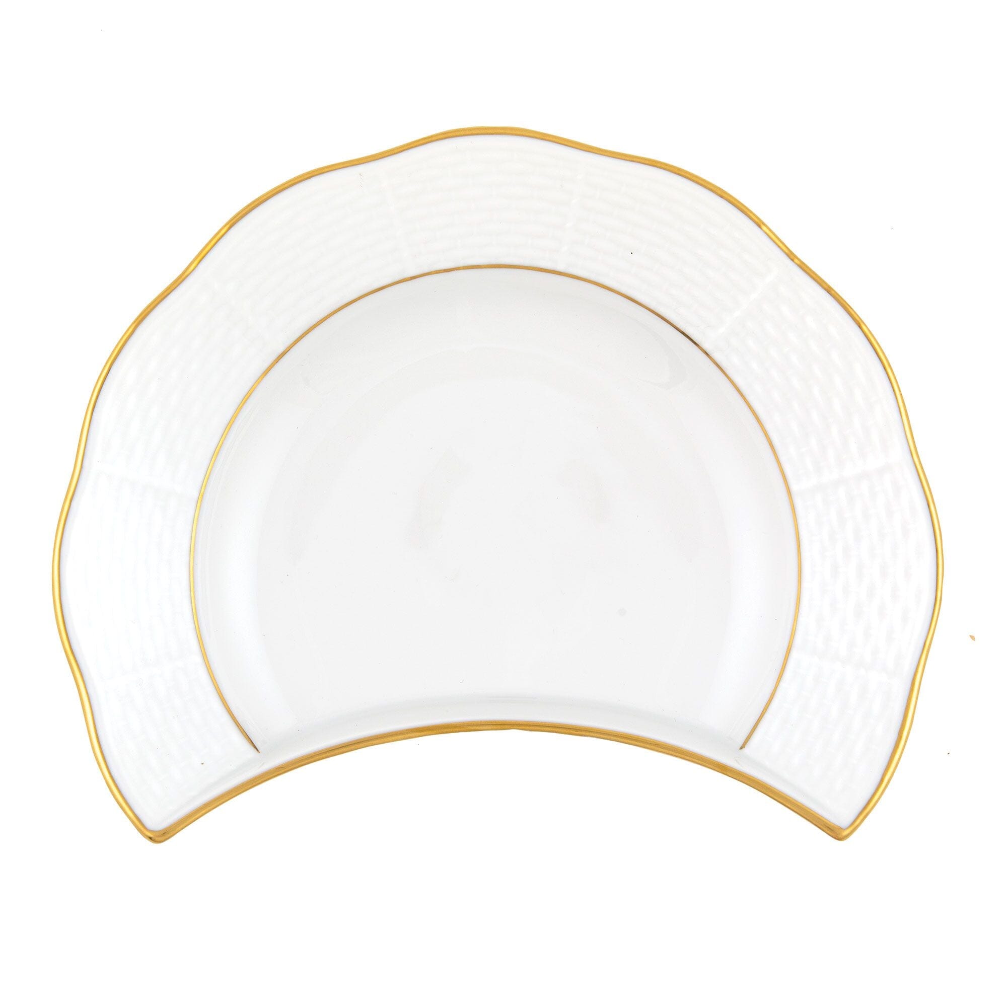 Herend's Exquisite 24K Gold Trimmed Crescent Salad Plate