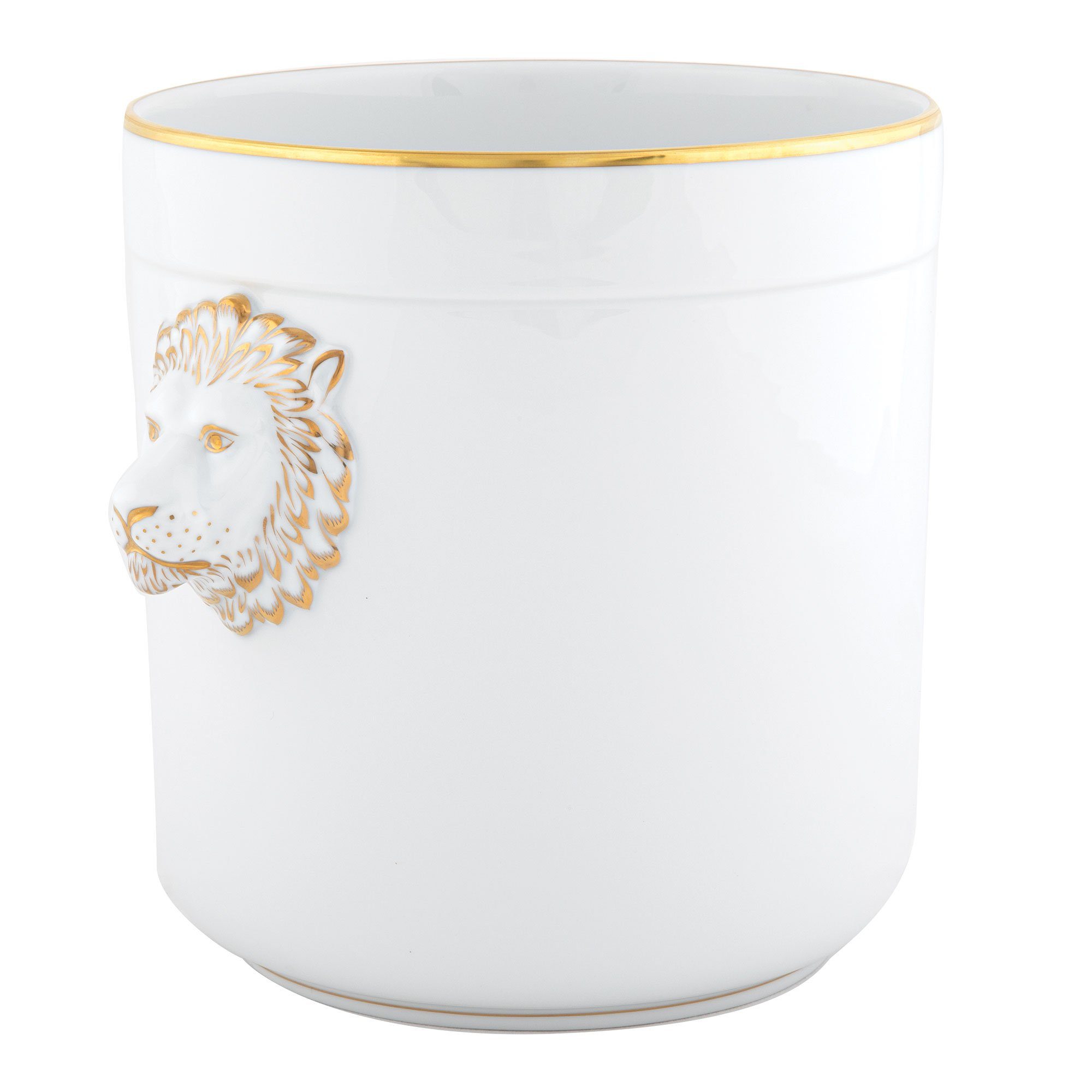 Exquisite Hand - painted Herend Cachepot Adorned with Lion Heads