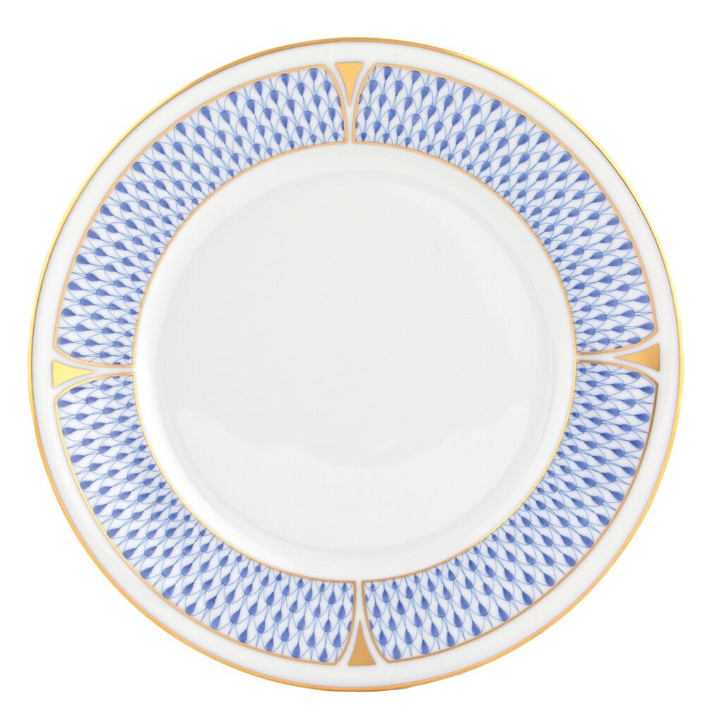 Exquisite Herend Art Deco 7.5-inch Salad Plate with 24K Gold Accents