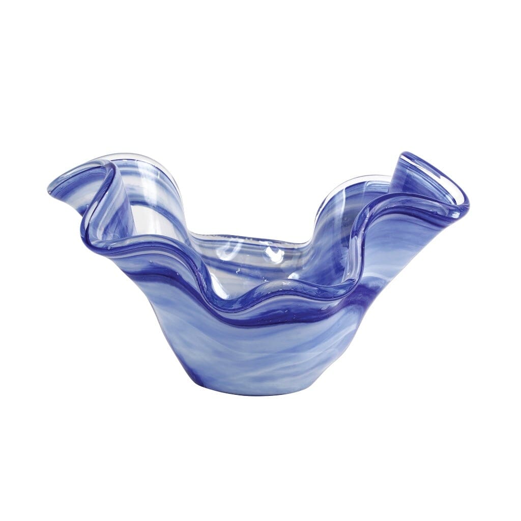 Medium-sized Cobalt Blue Italian Mouth-blown Vietri Onda Glass Bowl