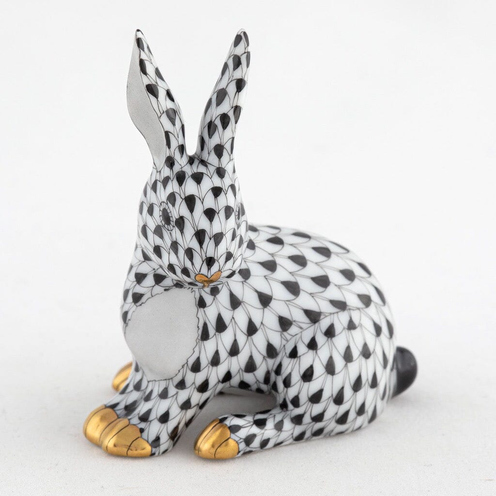 Charming Herend Hand - painted Porcelain Snowshoe Hare Figurine for Collectors
