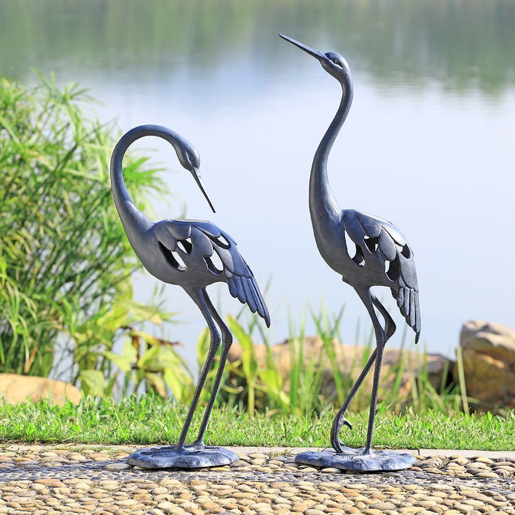 Stunning Pair of SPI Garden Crane LED Lantern Decorations