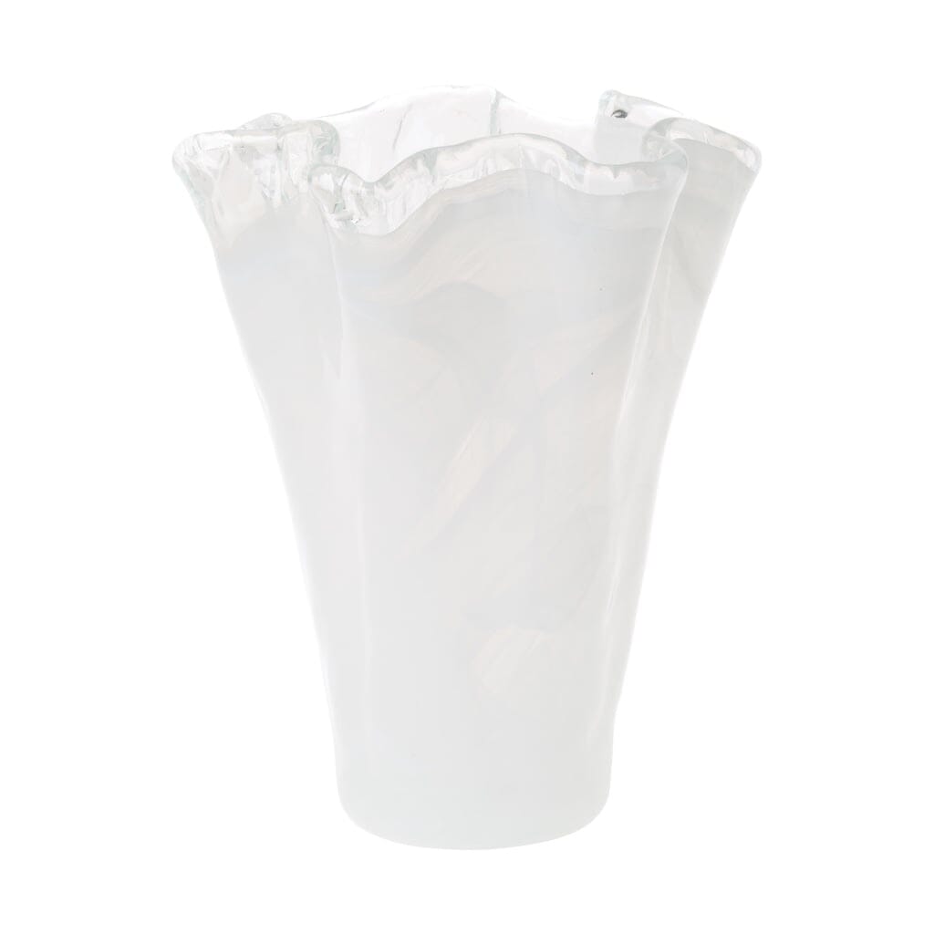 Medium-Sized White Vietri Onda Glass Decorative Vase for Home