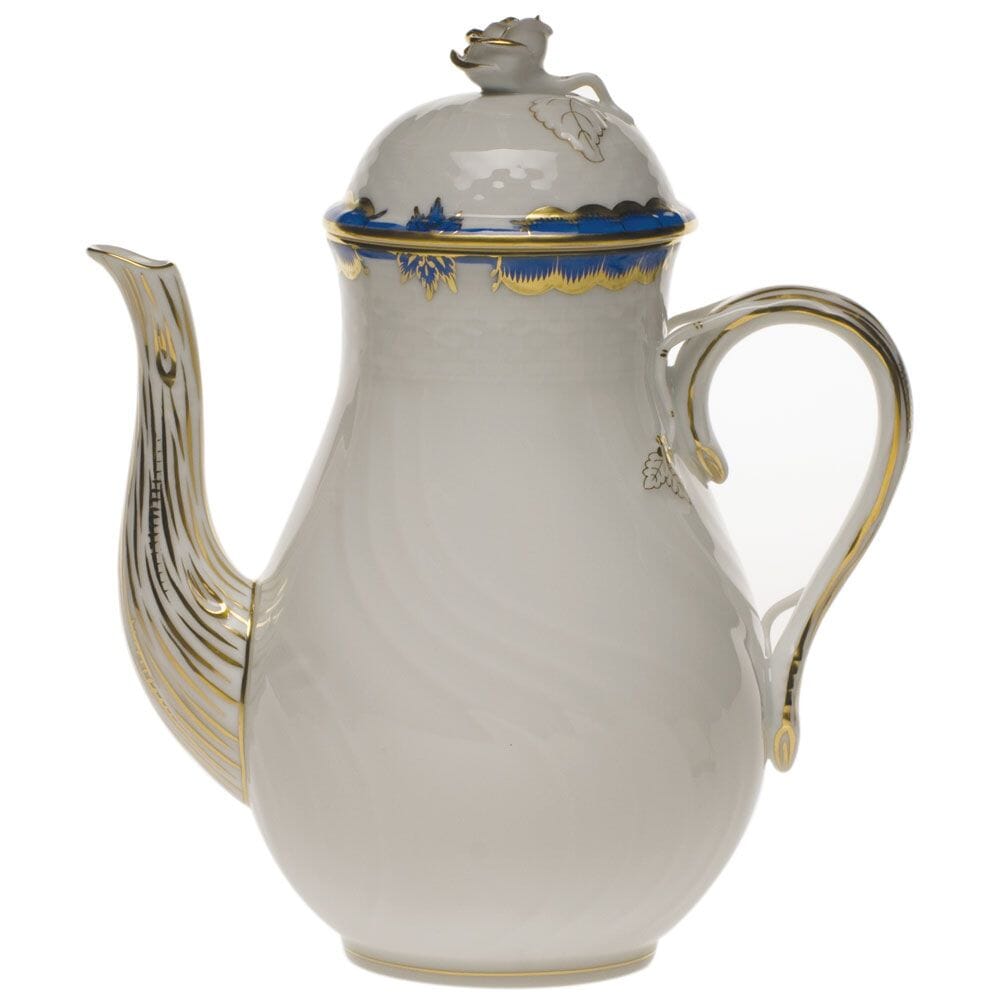 Herend's Graceful Princess Victoria 36-OZ Coffee Pot with Hand-Painted Roses
