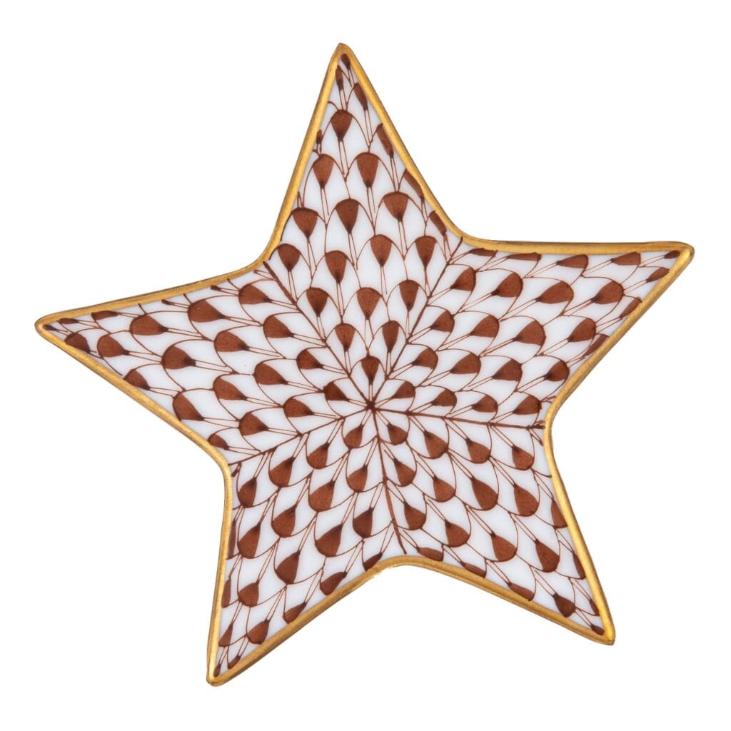 Exquisite Handmade Herend Star Figurine in 9 Vibrant Colors Trimmed with 24kt Gold