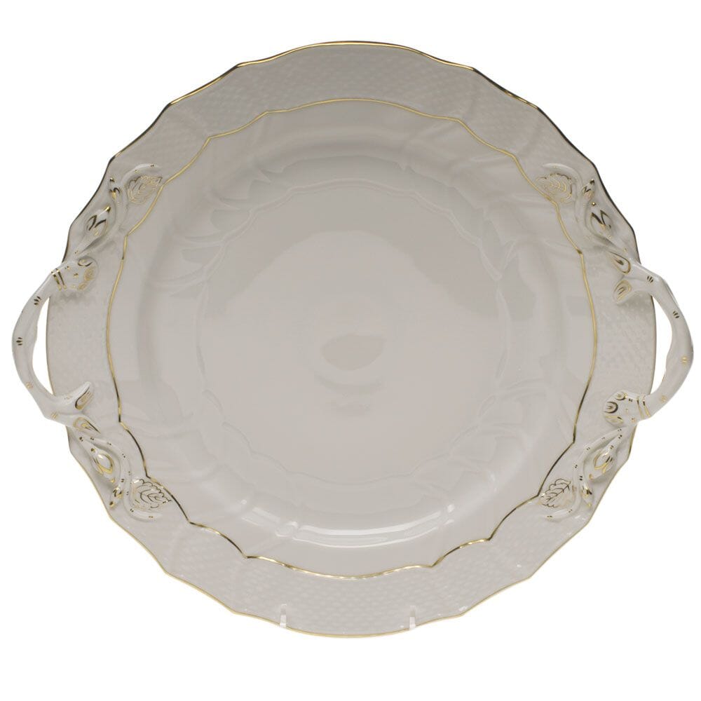 Herend Golden Trimmed Chop Plate with Handles for Formal and Informal Dining