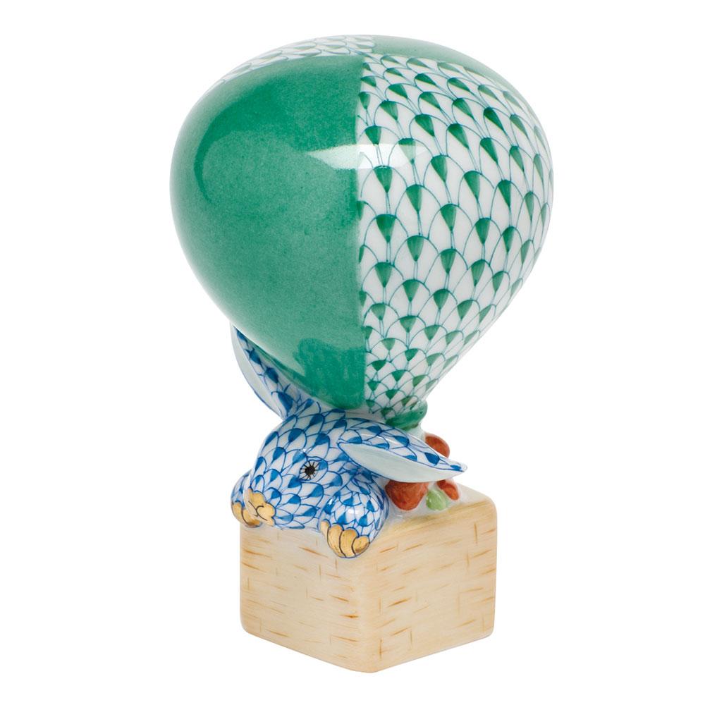 Handmade Herend Porcelain Hot Air Balloon Bunny Figurine