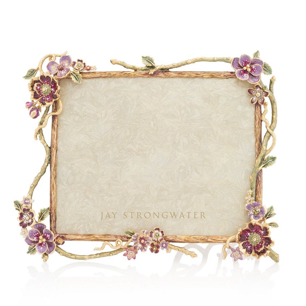 Exquisite Jay Strongwater 8 x 10 Delilah Floral Branch Gold - Finished Frame