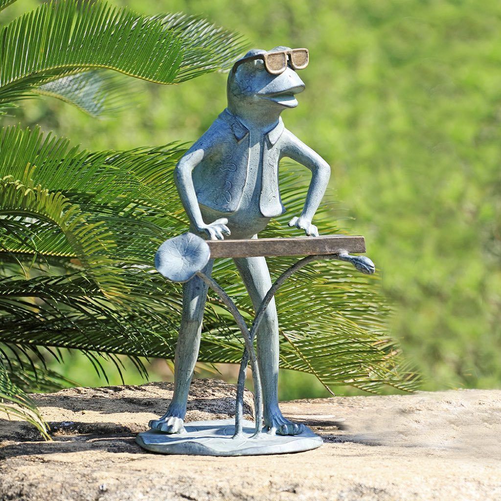 SPI Aluminum Garden Decorative Jazzy Keyboard Frog Sculpture for Outdoor