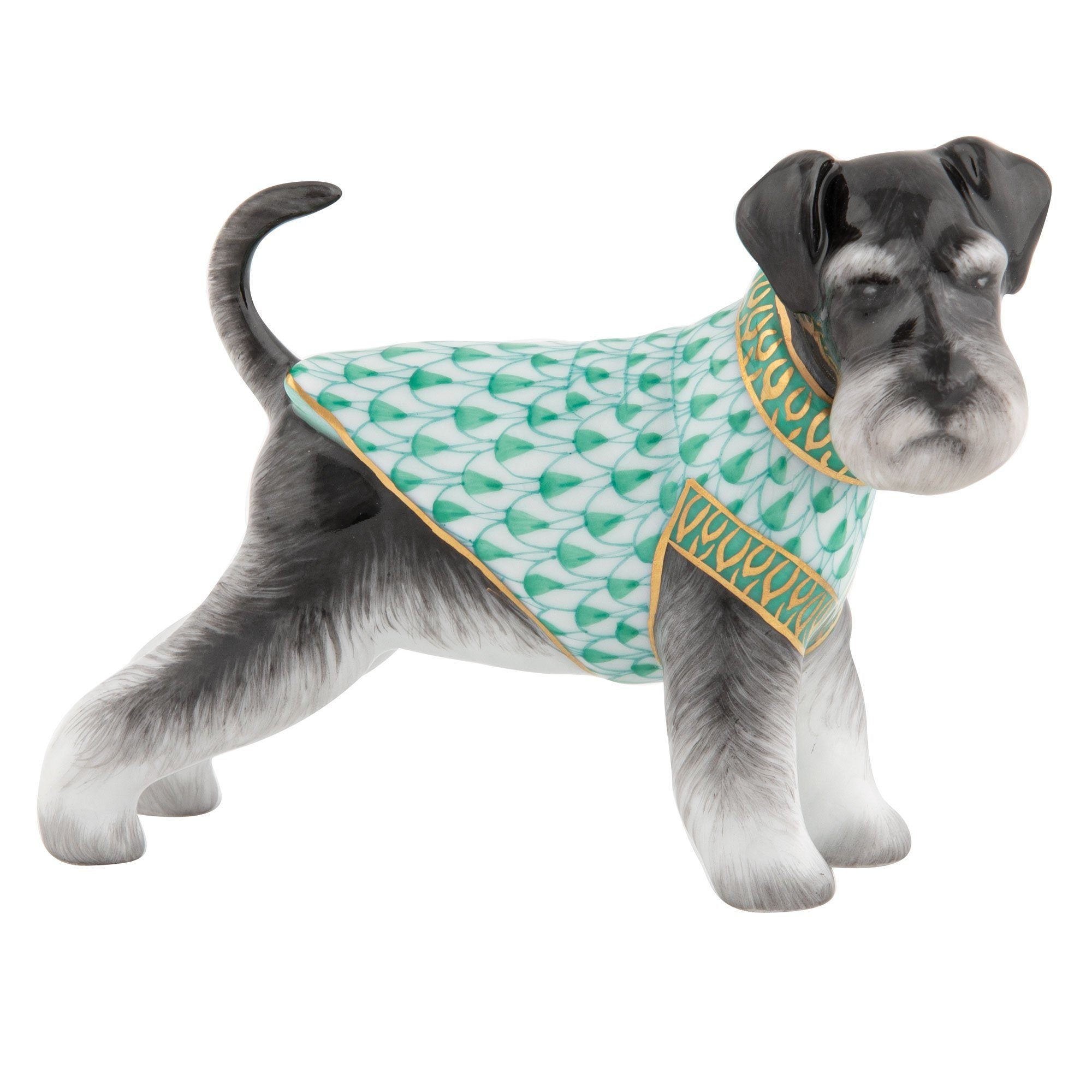 Handmade Herend Porcelain Schnauzer Figurine for Collectors
