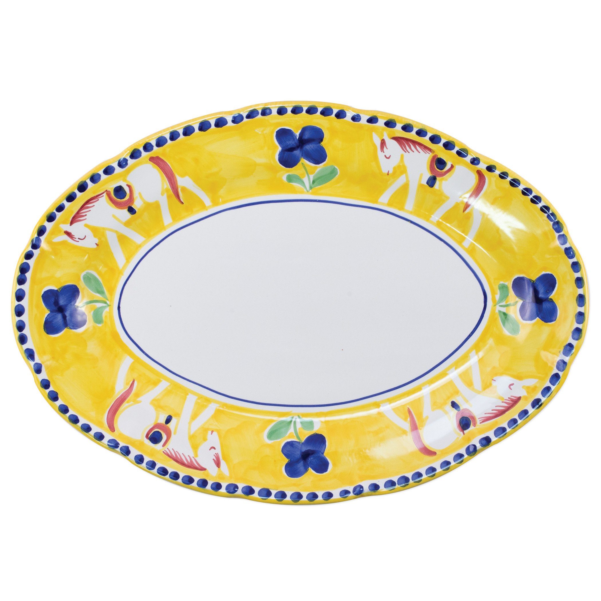 Vietri Oval Platter with Campagna Cavallo Hand - painted Horse Design