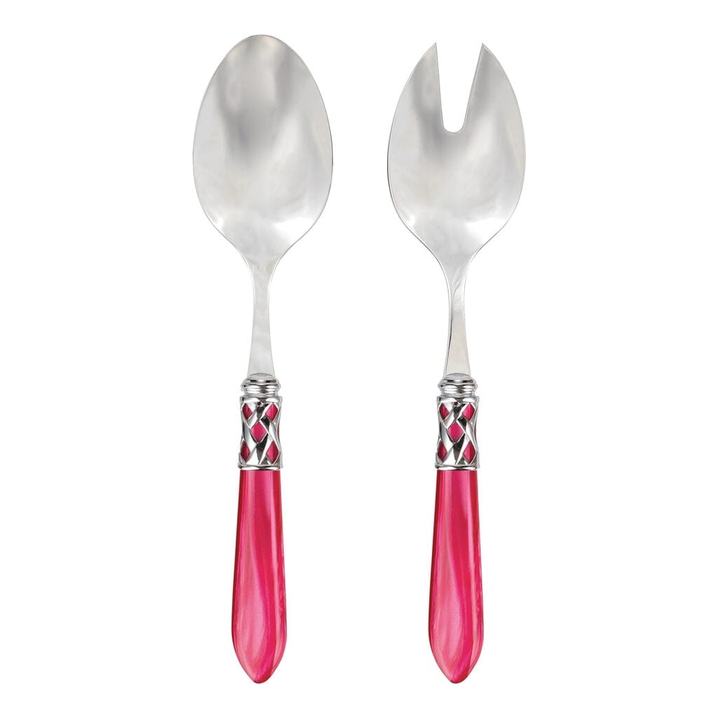Vietri Aladdin Set of Shiny Chrome Salad Servers, Handmade in Italy