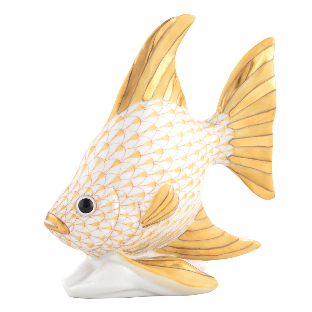 Exquisite Hand - painted Herend Angel Fish Porcelain Figurine for Home Decoration