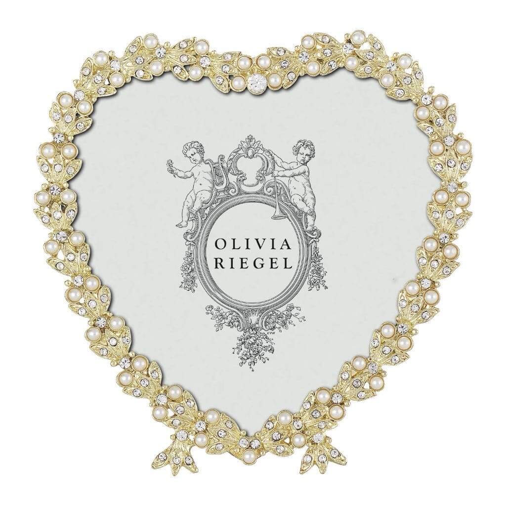Luxurious Olivia Riegel Gold-plated Contessa Heart-shaped Photo Frame for 3.5-inch Pictures