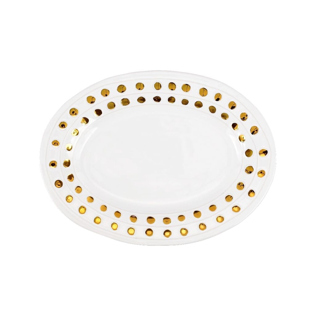 Vietri Medium-Sized Oval Platter in Medici Gold Style for Table Decor