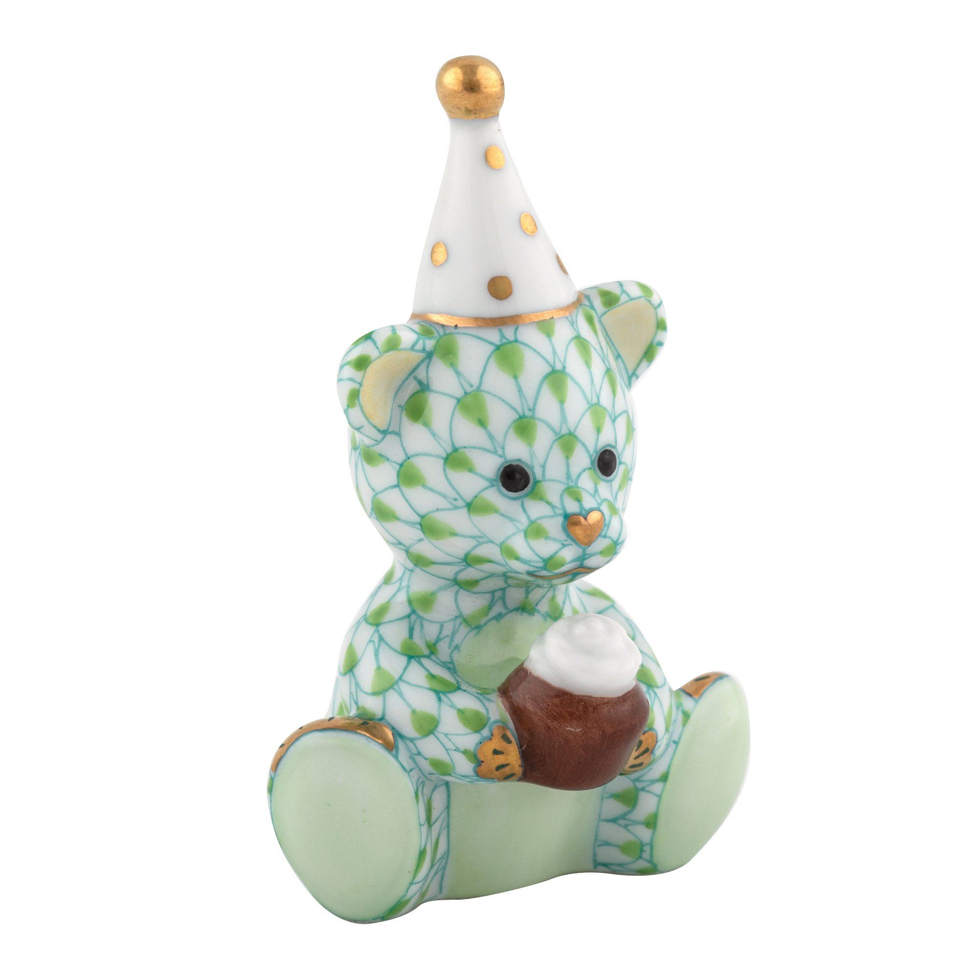 Handmade and Hand - painted Herend Birthday Bear Porcelain Figurine