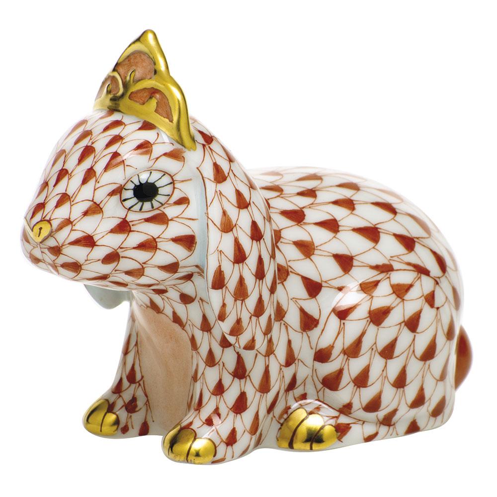Exquisite Handmade Herend Porcelain Bunny Figurine Adorned with a Tiara