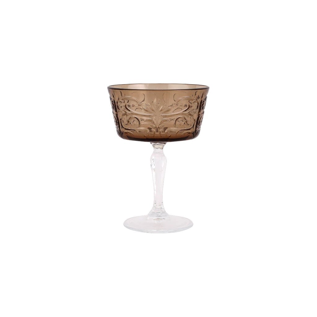 Vietri Baroque-style Coupe Champagne Drinking Glass with Artful Etchings