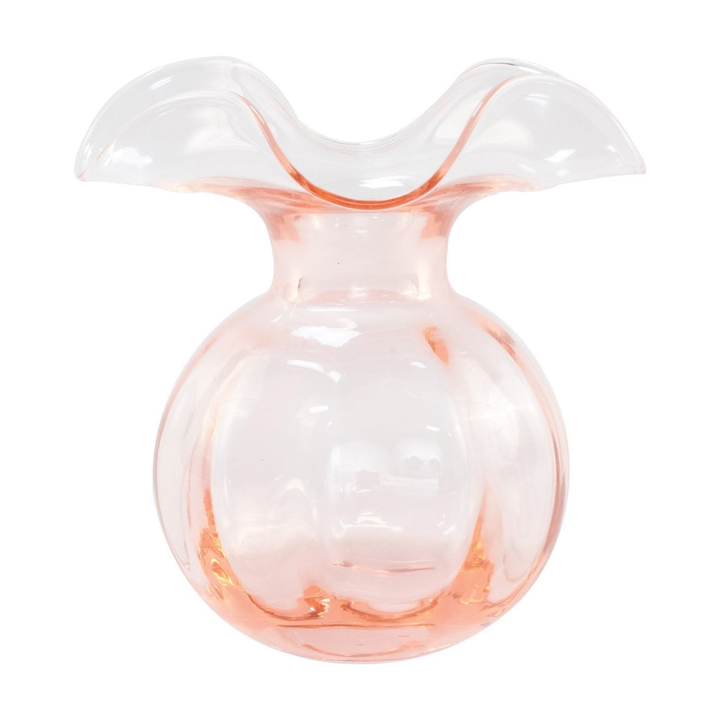 Medium-Sized Fluted Pink Glass Vase Inspired by the Hibiscus, Handmade in Vietri