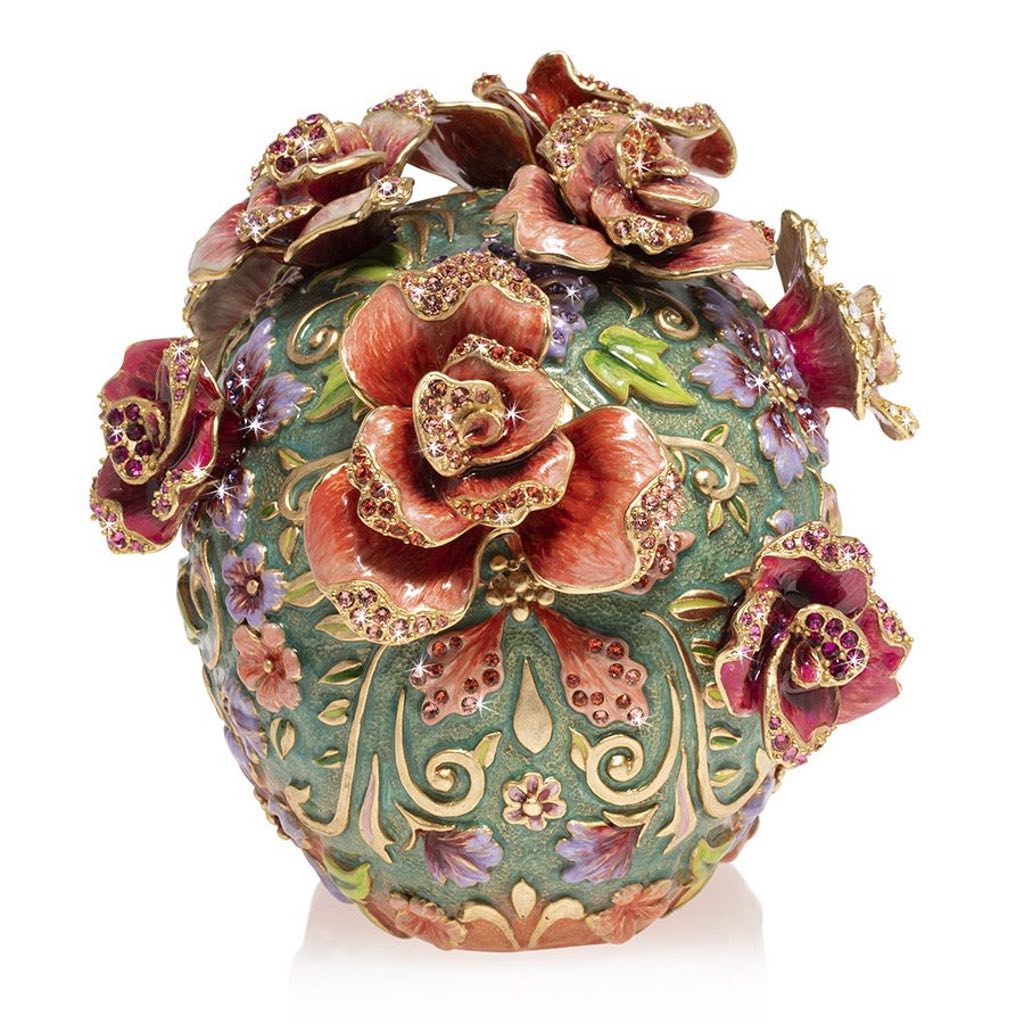 Jay Strongwater Decorative Catrina Sugar Skull Ornament Adorned with Roses