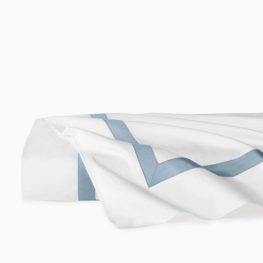 Sferra Estate Twin Crisp White Percale Flat Sheet with Luxury Sateen Applique, 74 x 114