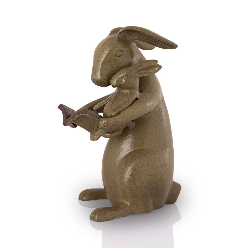 Adorable Aluminum Hand - Cast Garden Bunny Story - Sharing Sculpture