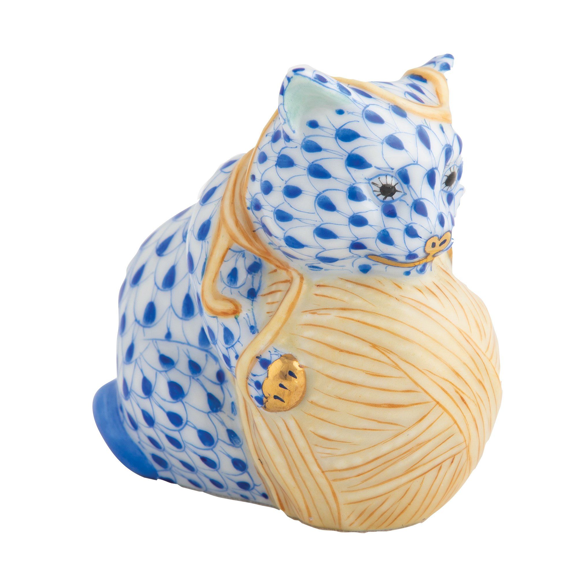 Exquisitely Hand - painted Herend Playful Kitten Porcelain Figurine