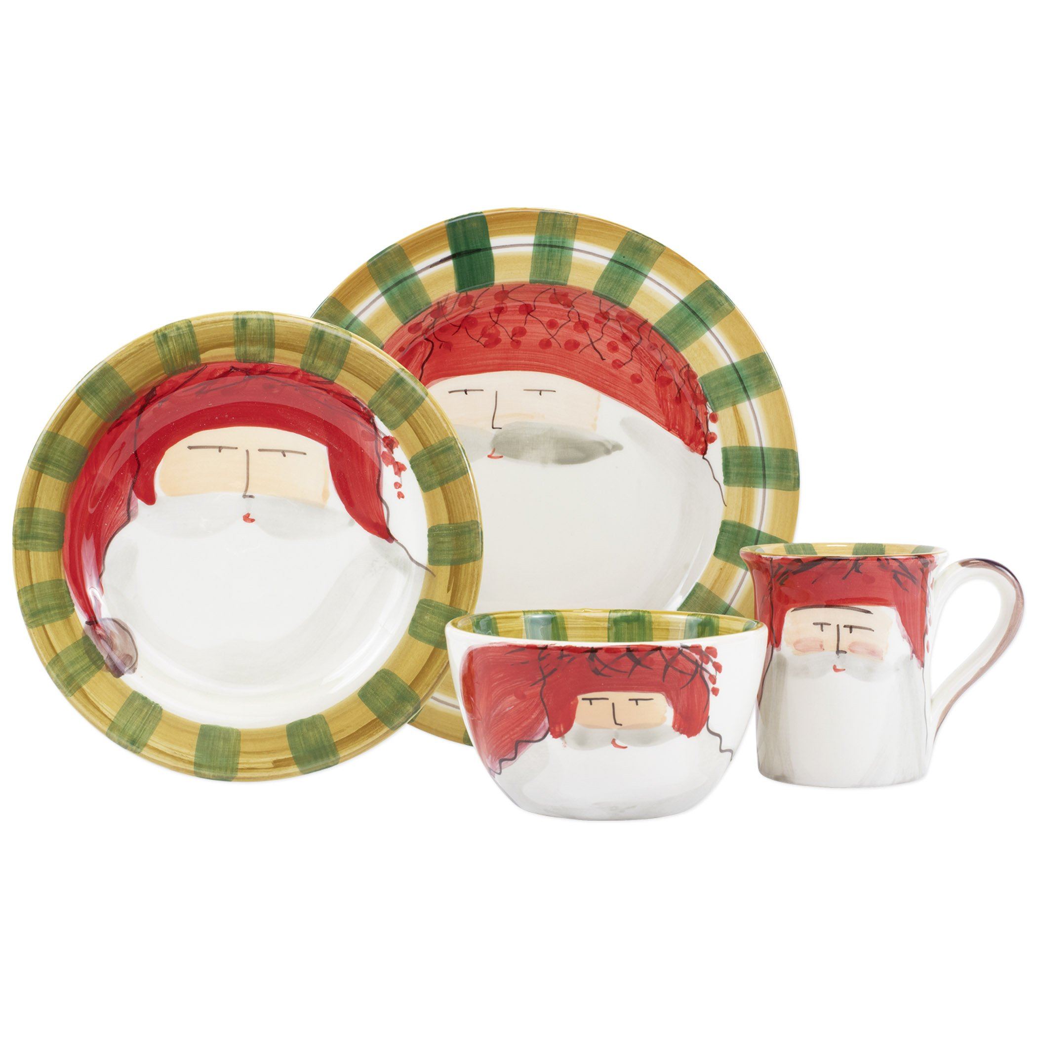 Vietri Four - Piece Old St. Nick Red Hat Place Setting for Holidays