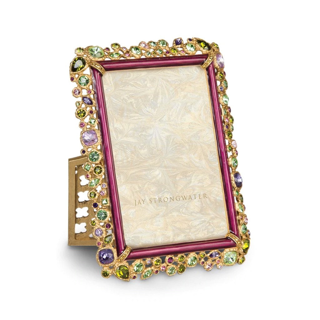 Jay Strongwater Bejeweled Emery 4 x 6 Picture Frame with Beautiful Bouquet Design