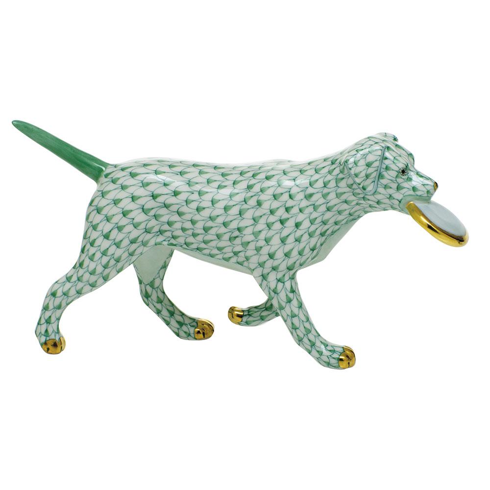 Exquisite Hand - painted Herend Porcelain Frisbee Dog Figurine for Collectors