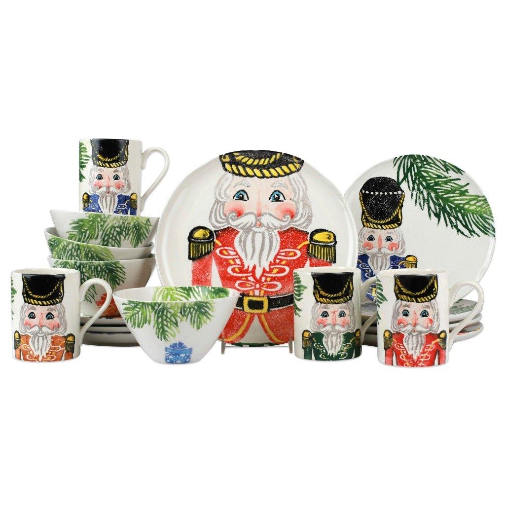 Assorted Sixteen-Piece Vietri Nutcrackers Christmas Place Setting