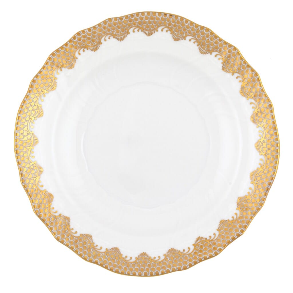 Versatile Herend Fish Scale Salad Plate with 24K Gold Accents