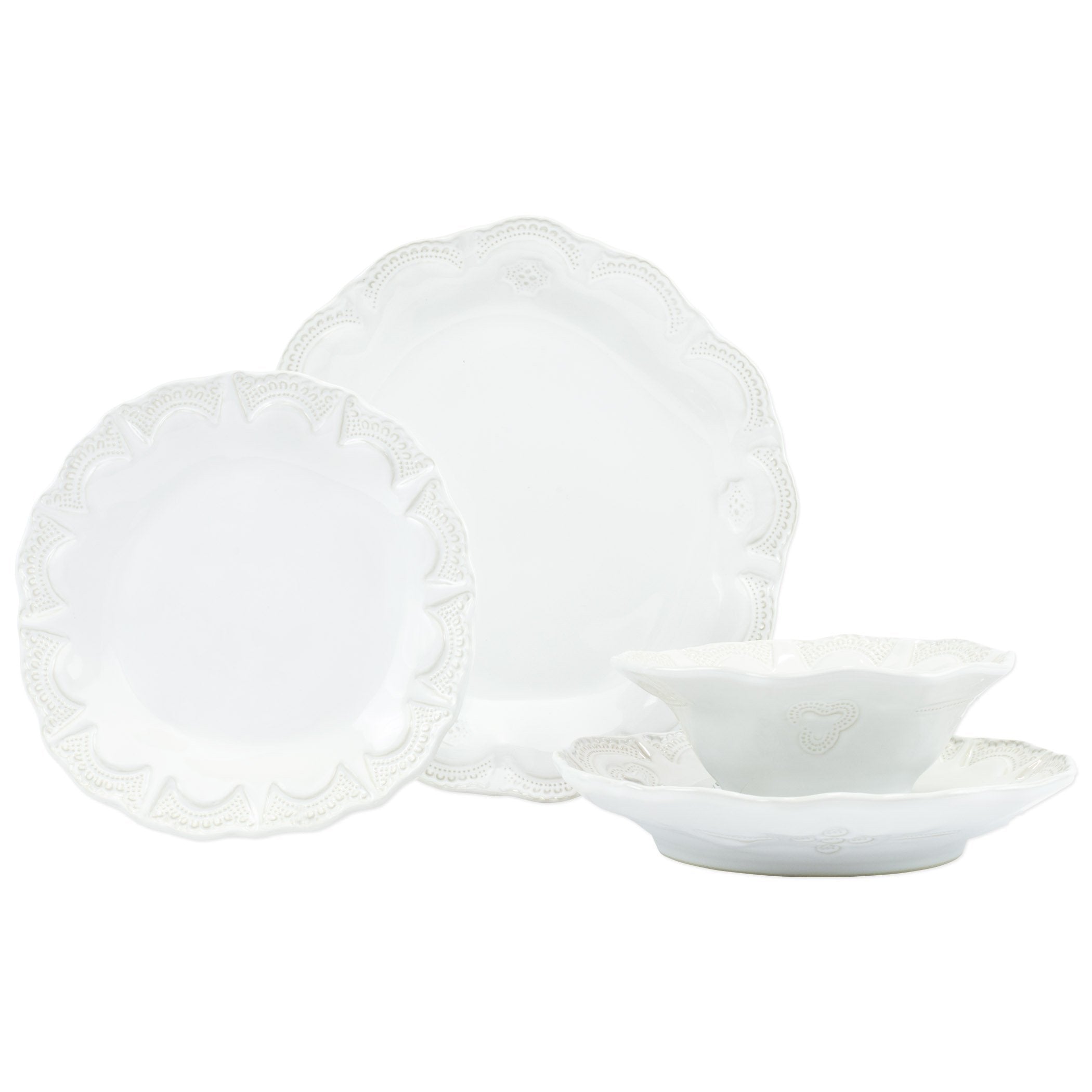 Vietri Handcrafted Incanto Stone Lace Four-Piece Place Setting from Italy