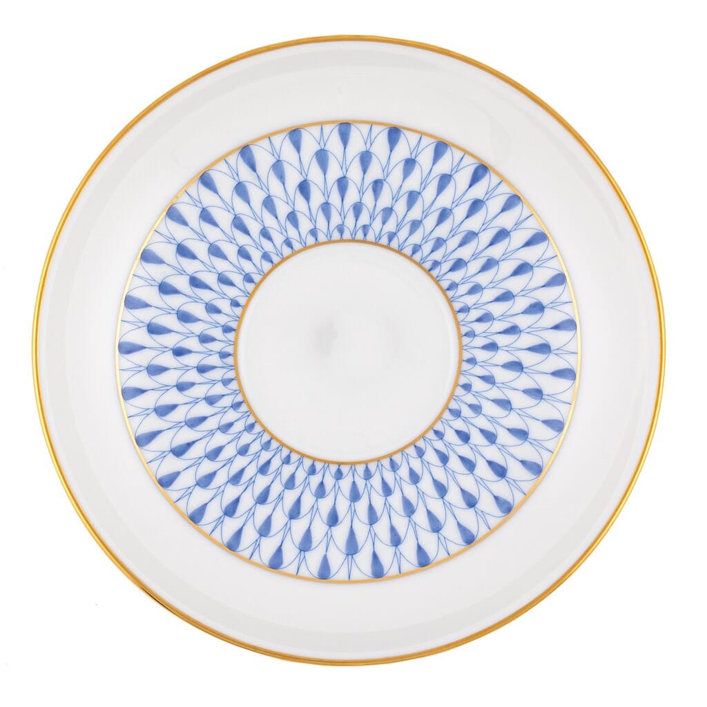 Herend Art Deco Style Tea Saucer with 24K Gold Geometric Accents