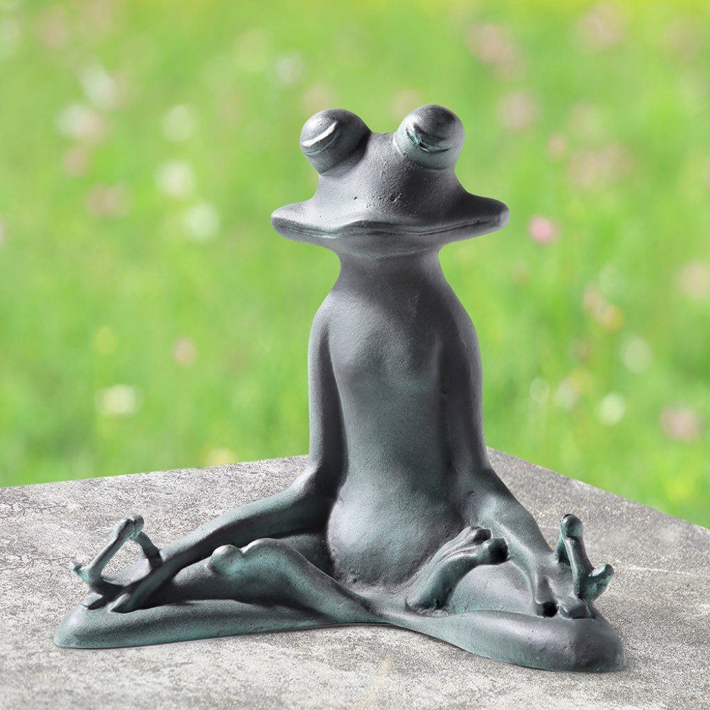 SPI Aluminum Garden Decorative Content Yoga Frog Sculpture for Outdoor