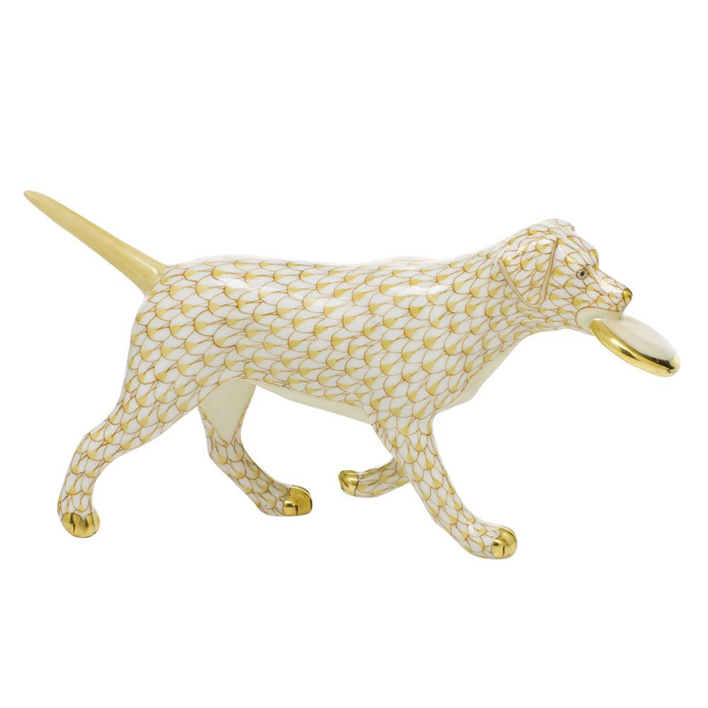 Exquisite Hand - painted Herend Porcelain Frisbee Dog Figurine for Collectors