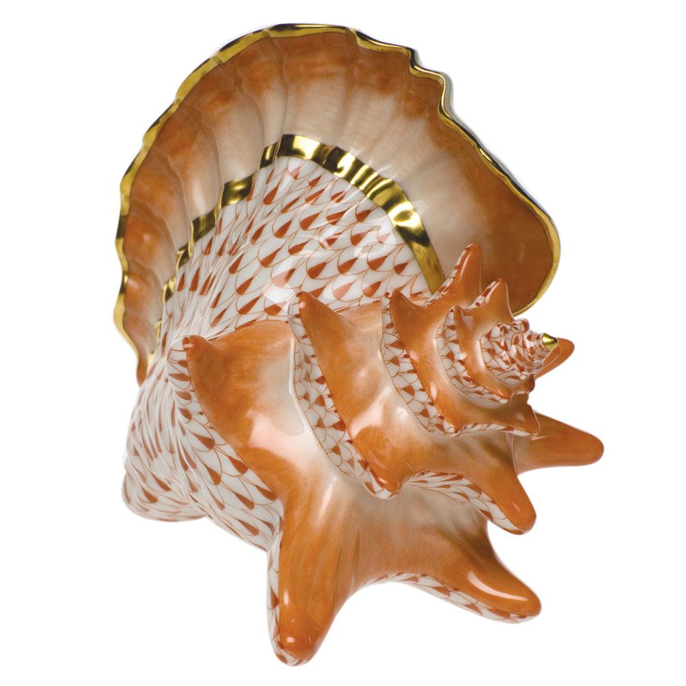 Exquisite Hand - painted Herend Conch Shell Porcelain Figurine